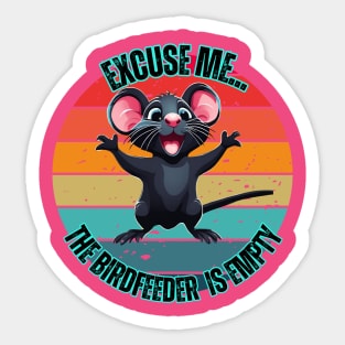 Funny Rat T-Shirt – "Excuse Me, The Birdfeeder Is Empty" – Cute Retro Sunset Animal Lover Tee Sticker